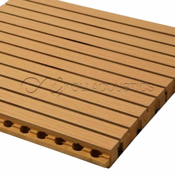 13-3 Grooved Wooden Acoustic Panel With Beech Finish For Office